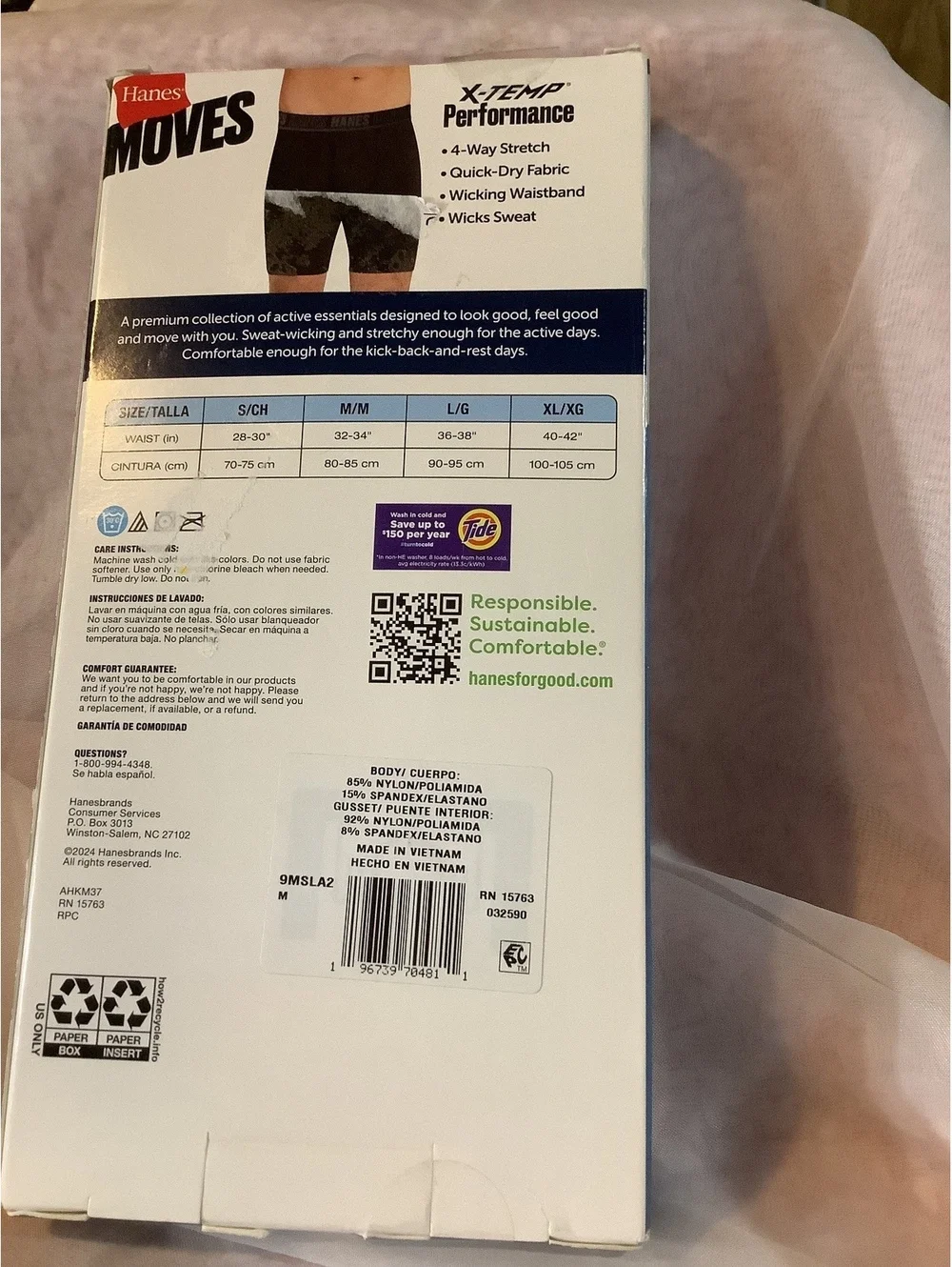 Hanes Moves X-Temp Performance Men's Boxer Briefs, Medium, 2 Pack